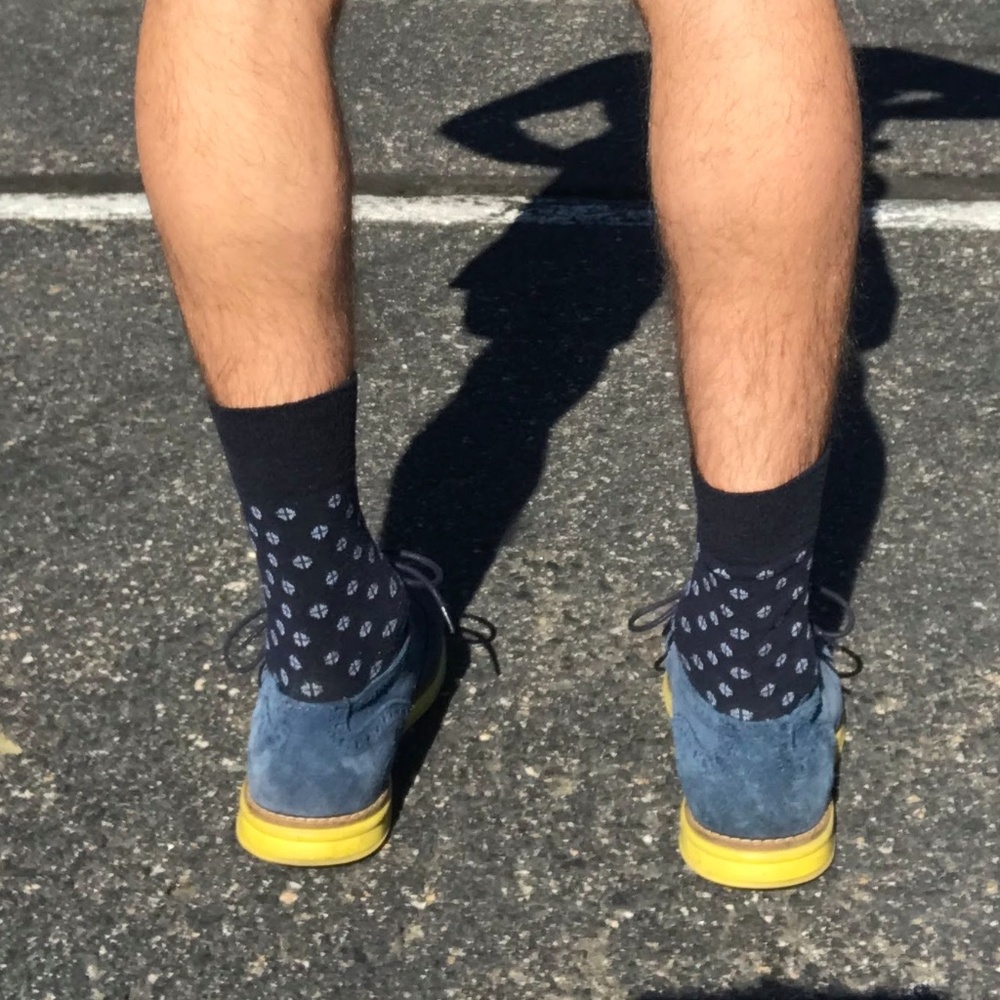 Aldo Blue and Yellow Suede Wingtips - Picture 4 of 7